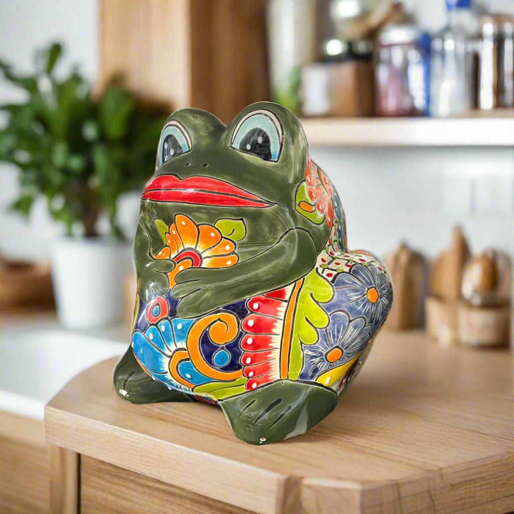 Colorful Talavera Frog Planter from The Talavera Hub on Claysole
