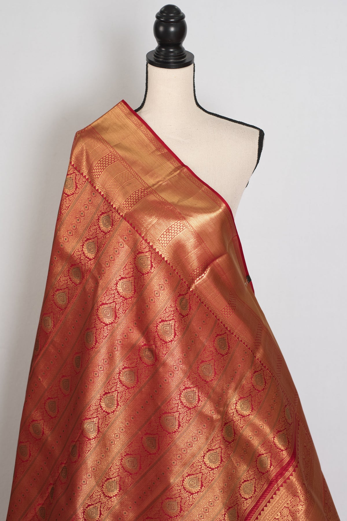 Brinda : Dark Red & Gold Bridal Kanjivaram Brocade Saree | Silk Mark Certified