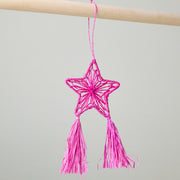 Abaca Parol Star Ornament, Pink