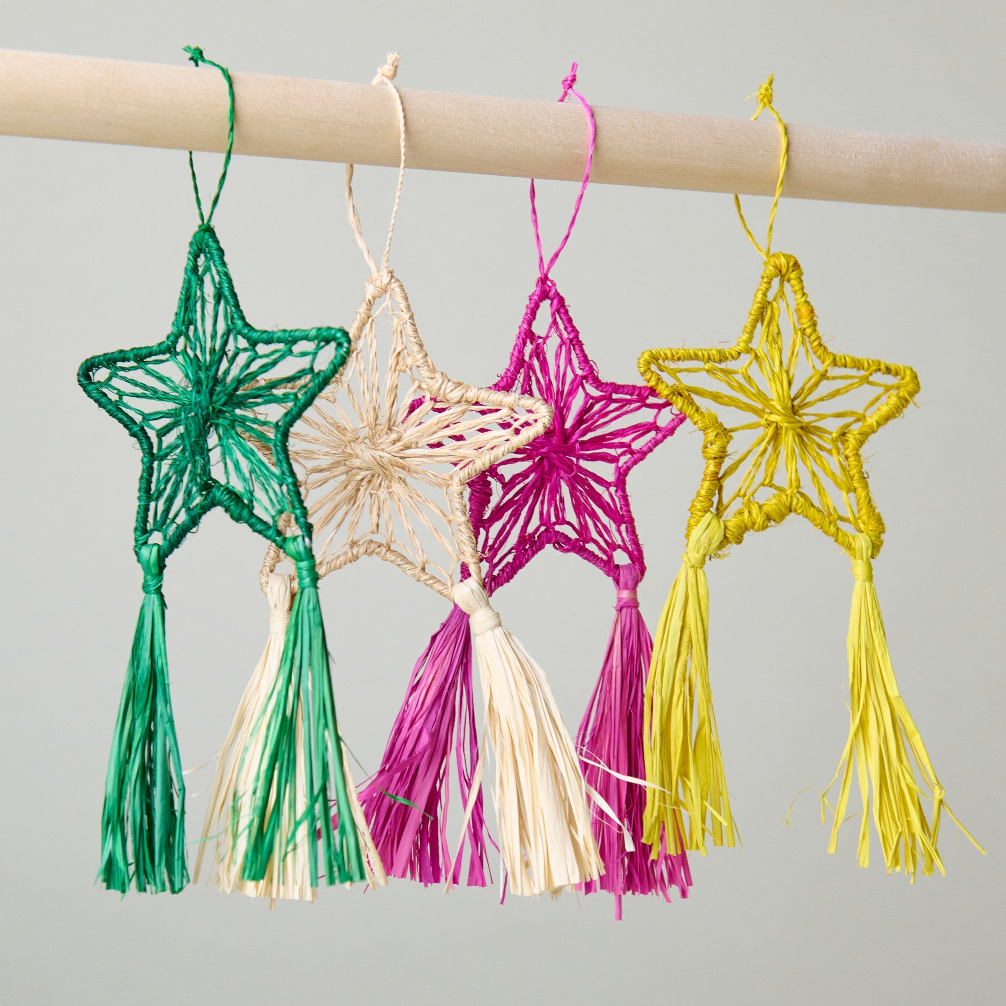Abaca Parol Star Ornament, Yellow