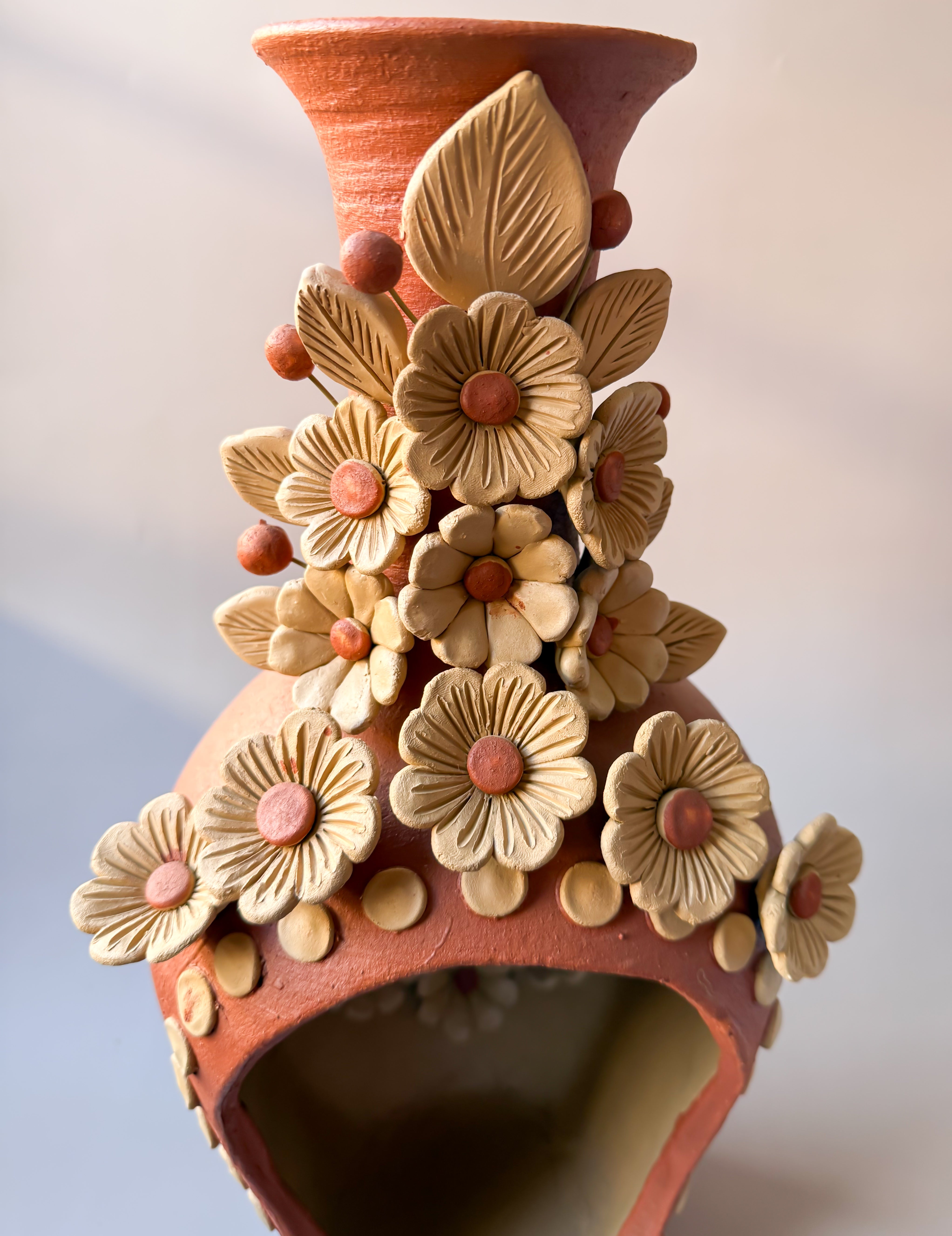 Oaxaca Pottery Large 16" Chimney - Chimenea Barro Bordado