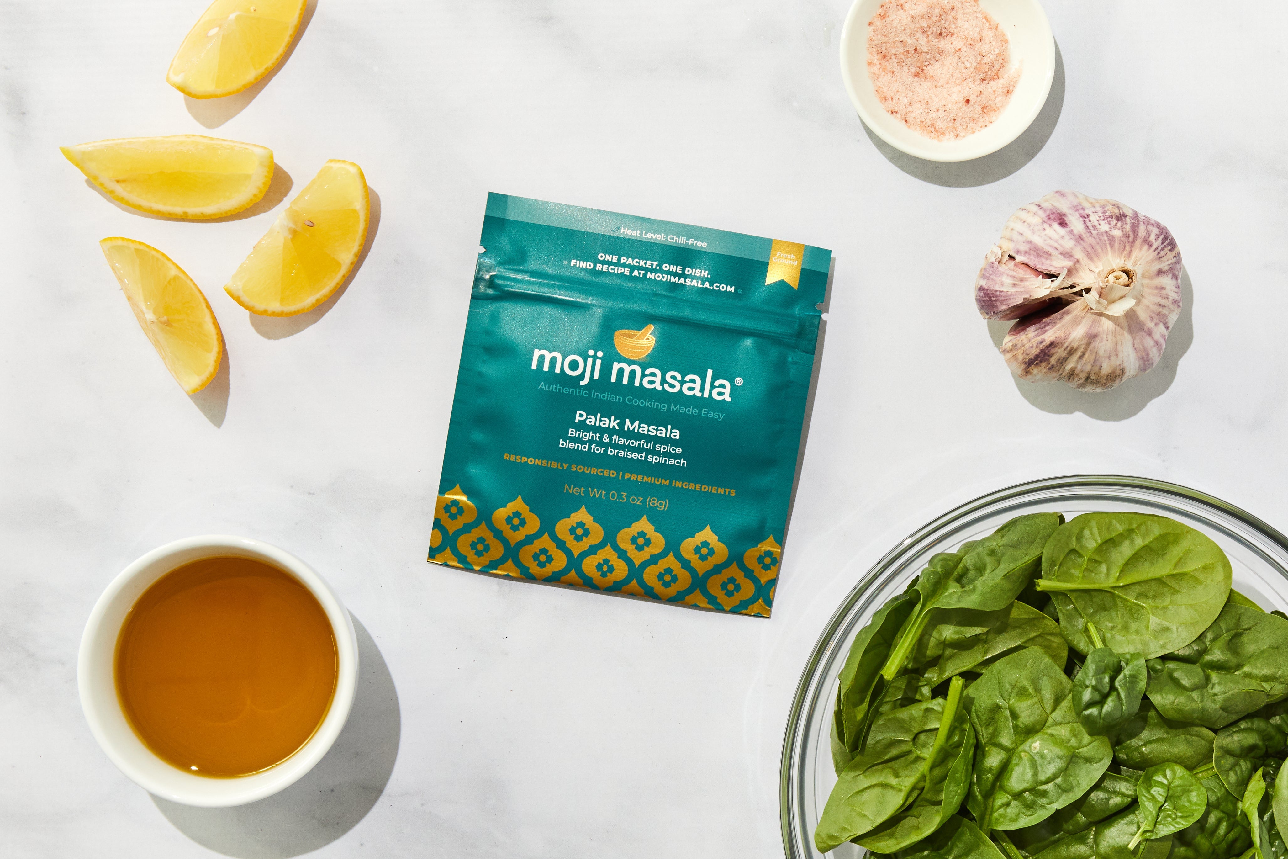 Vegan Indian Spice Gift Set – Spinach Curry, Cauliflower Curry & Potato Curry | 3 Plant-Based Dishes, Pre-Measured | moji masala®
