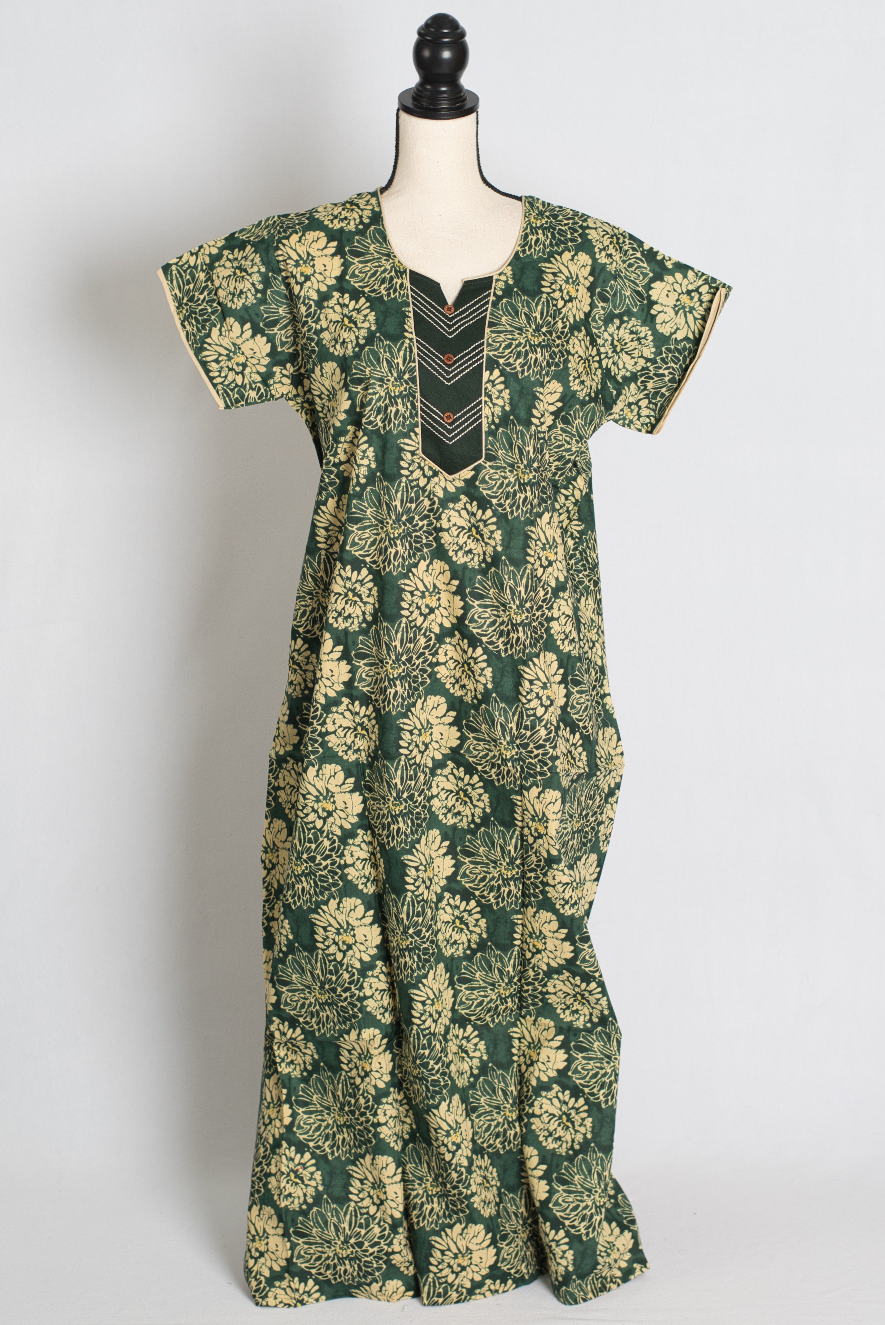 Printed Green Pure Cotton Nightwear in Regular Size