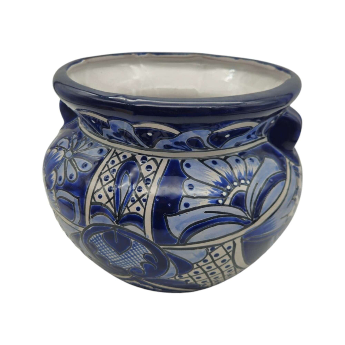 Handcrafted Talavera Planter | Blue & White Flower Pot