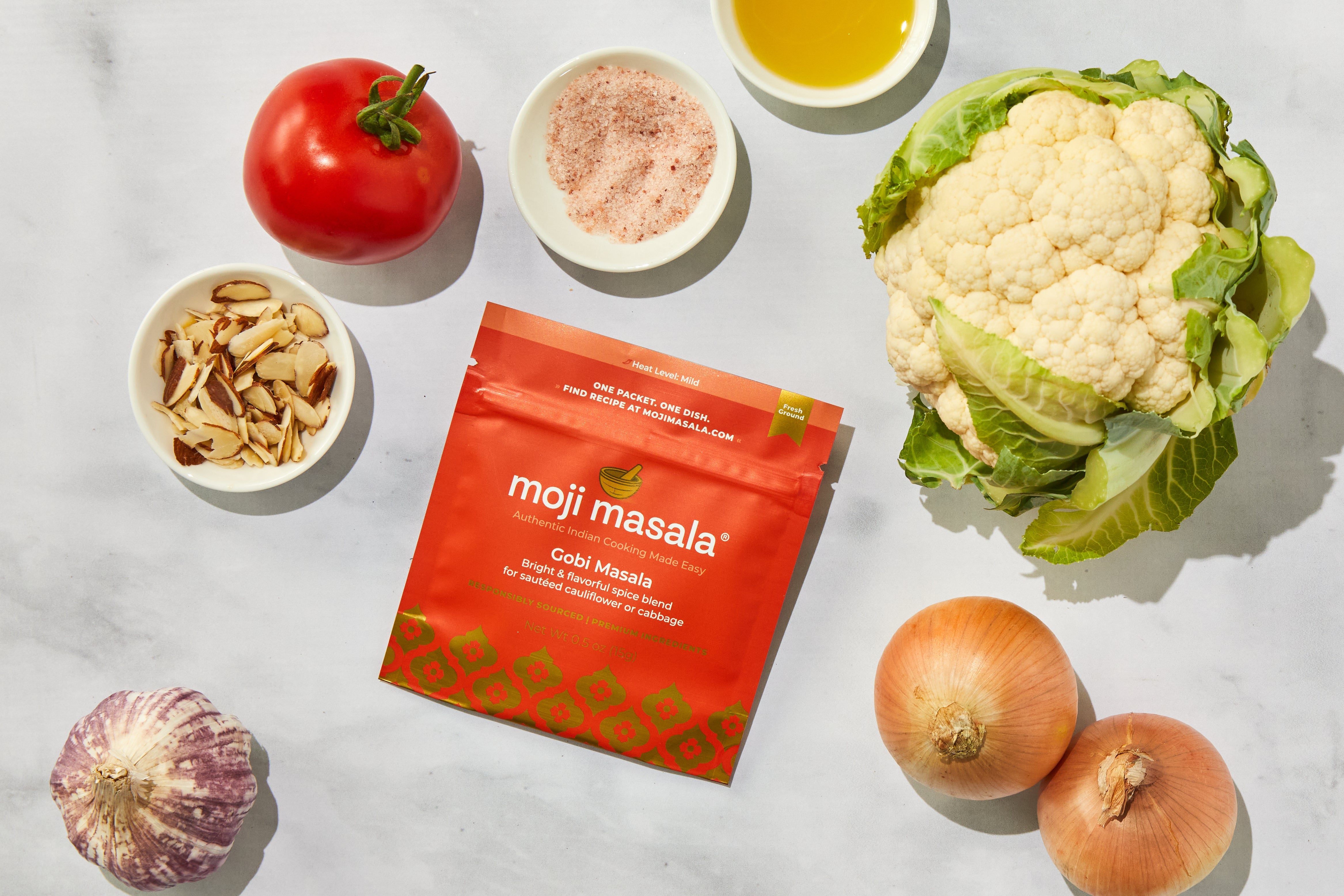 Vegan Indian Spice Gift Set – Spinach Curry, Cauliflower Curry & Potato Curry | 3 Plant-Based Dishes, Pre-Measured | moji masala®