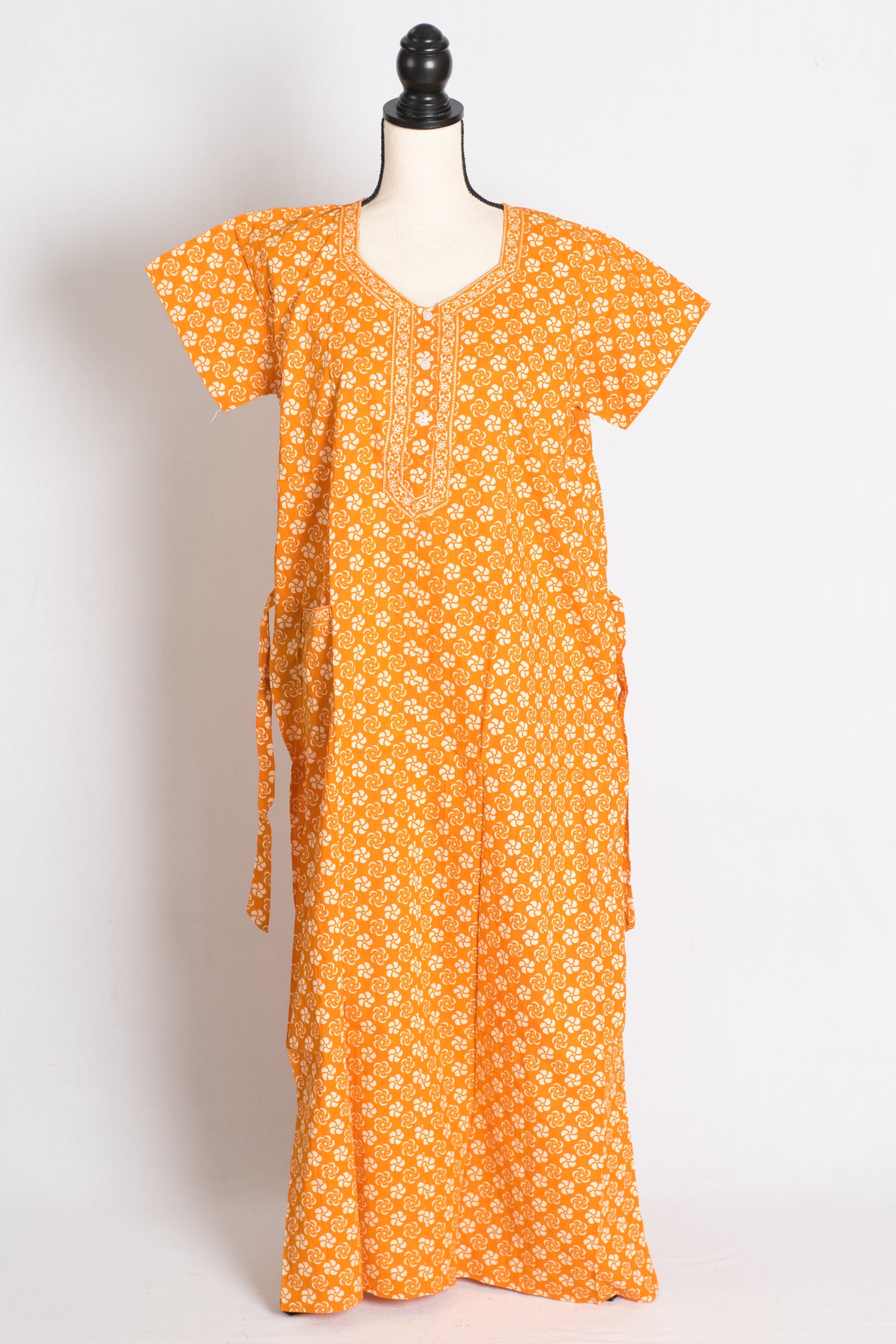 Printed Orange Pure Cotton Nightwear in Regular Size