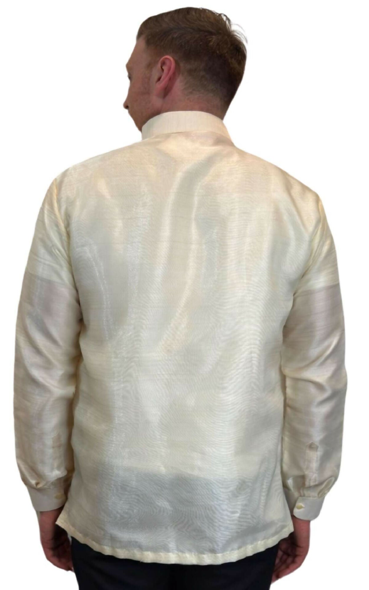 Mens Full-Button Barong Tagalog - White