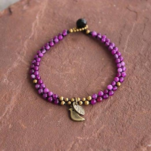 Dove & Leaf Beaded Bracelet - Thailand