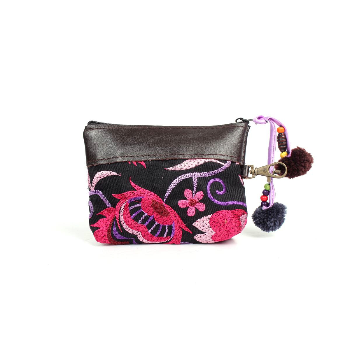 Geometric Leather Coin Purse wit Tassel - Thailand