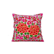 Hmong Embroidered Floral Pillow Cover - Thailand