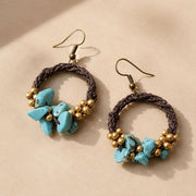 Neptune Wax Chord and Stone Earrings -Thailand