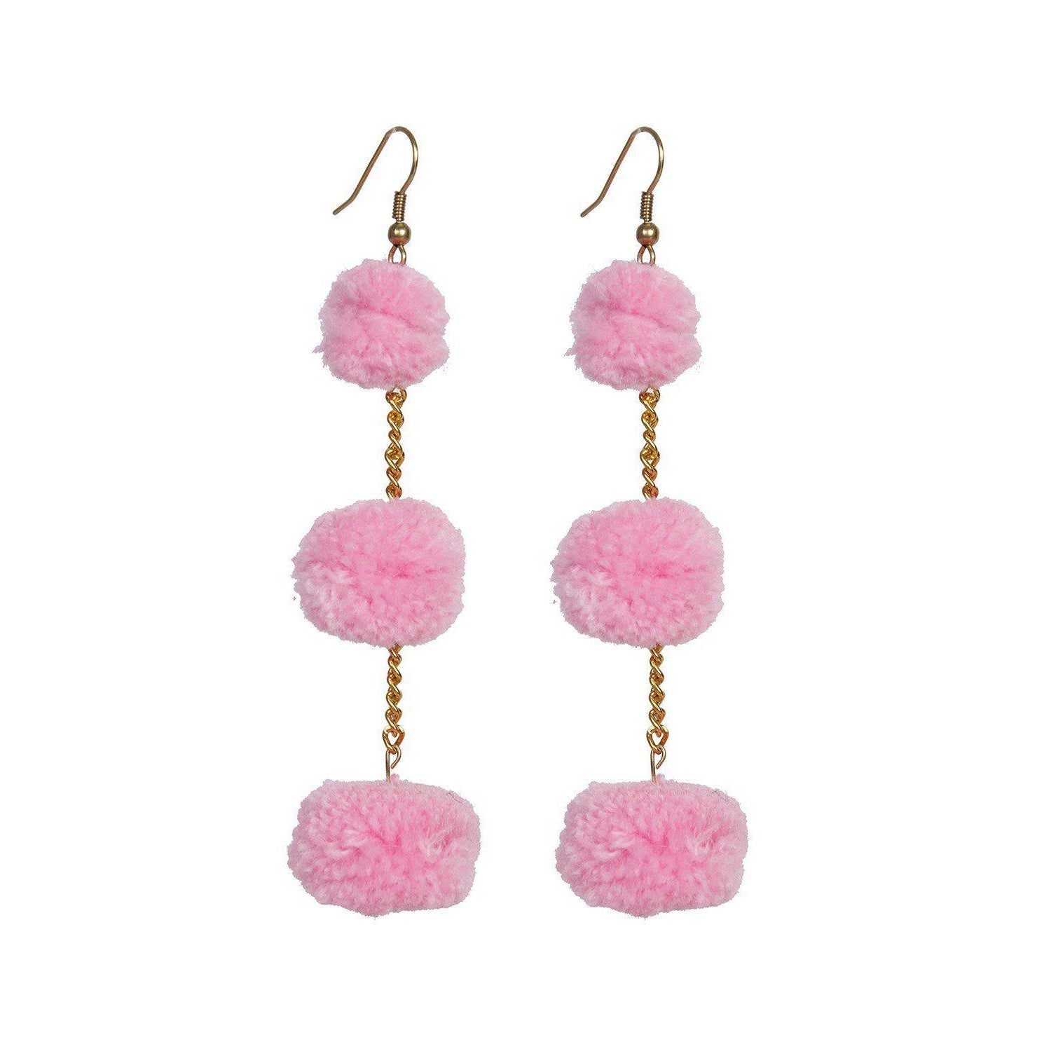 Pom Pom Triple Earrings - Thailand