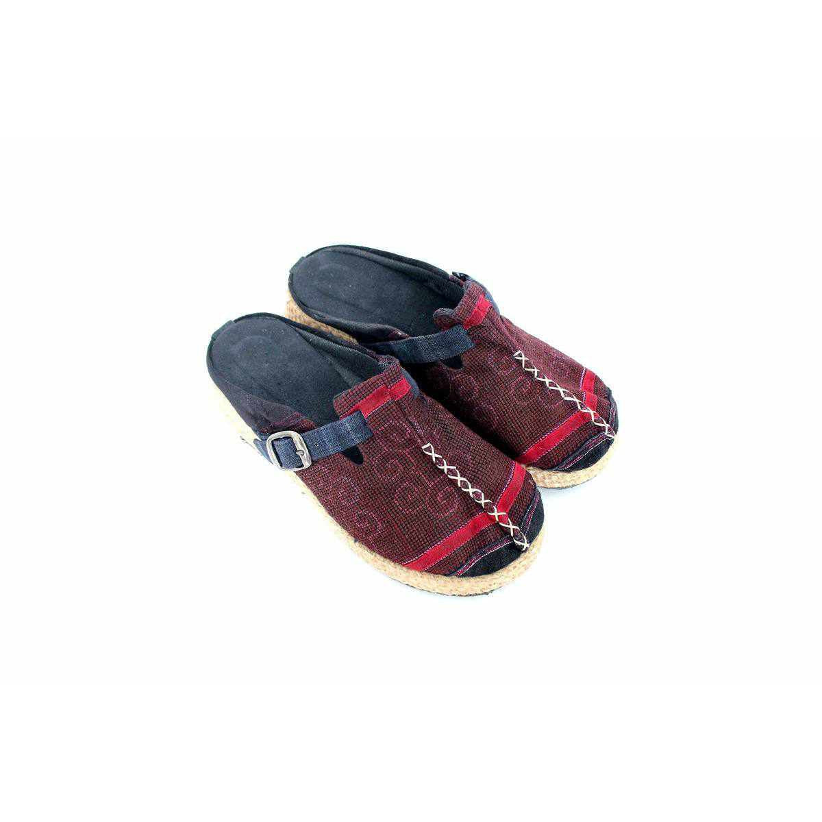 Vintage Hmong Textile Boho Upcycled Slip On Shoes - Thailand