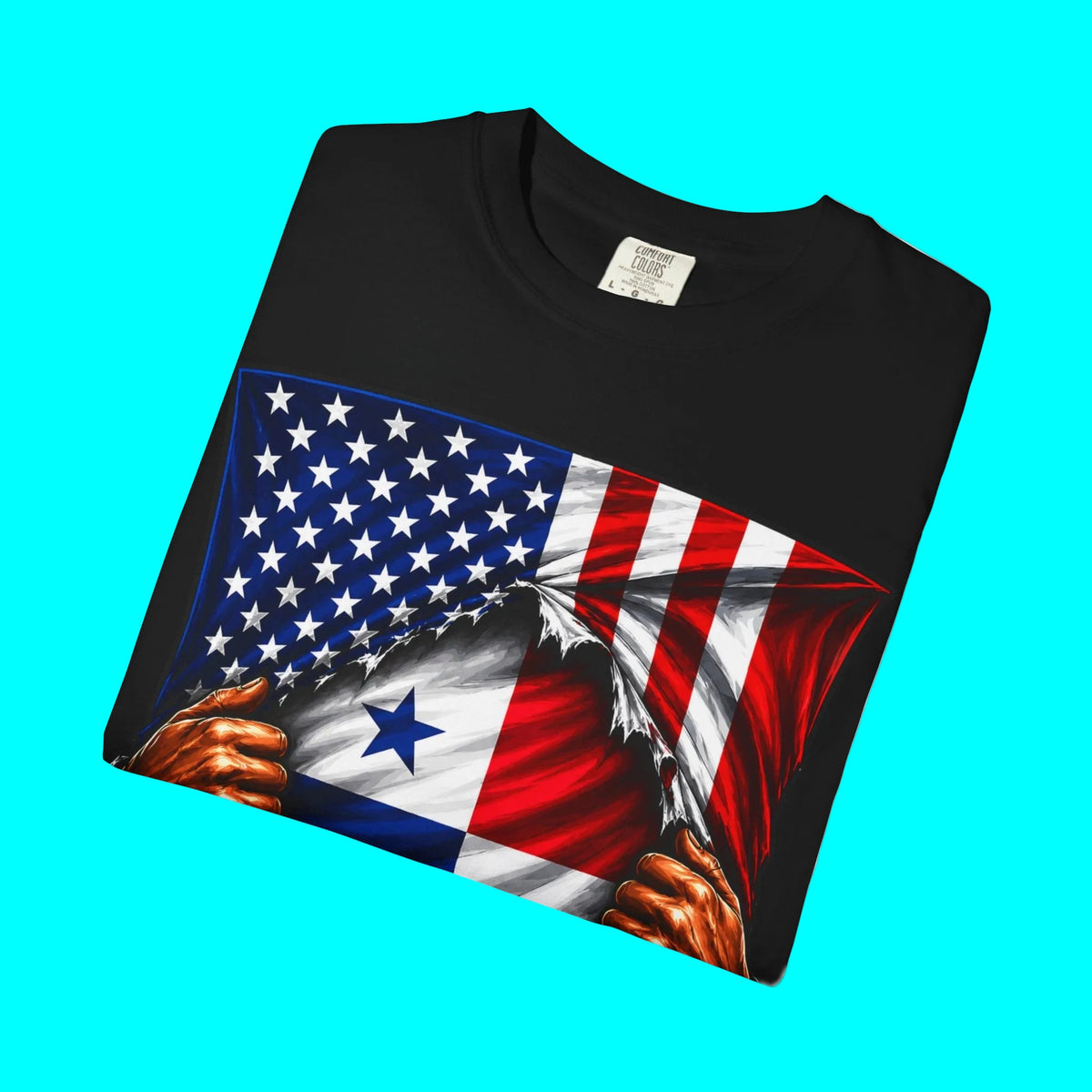 Panama Flag + USA Flag Pride T-shirt | Panamanian + American Flag Rip 4th Of July | Funny Viral Latino Tees | Unisex - 4 Colors