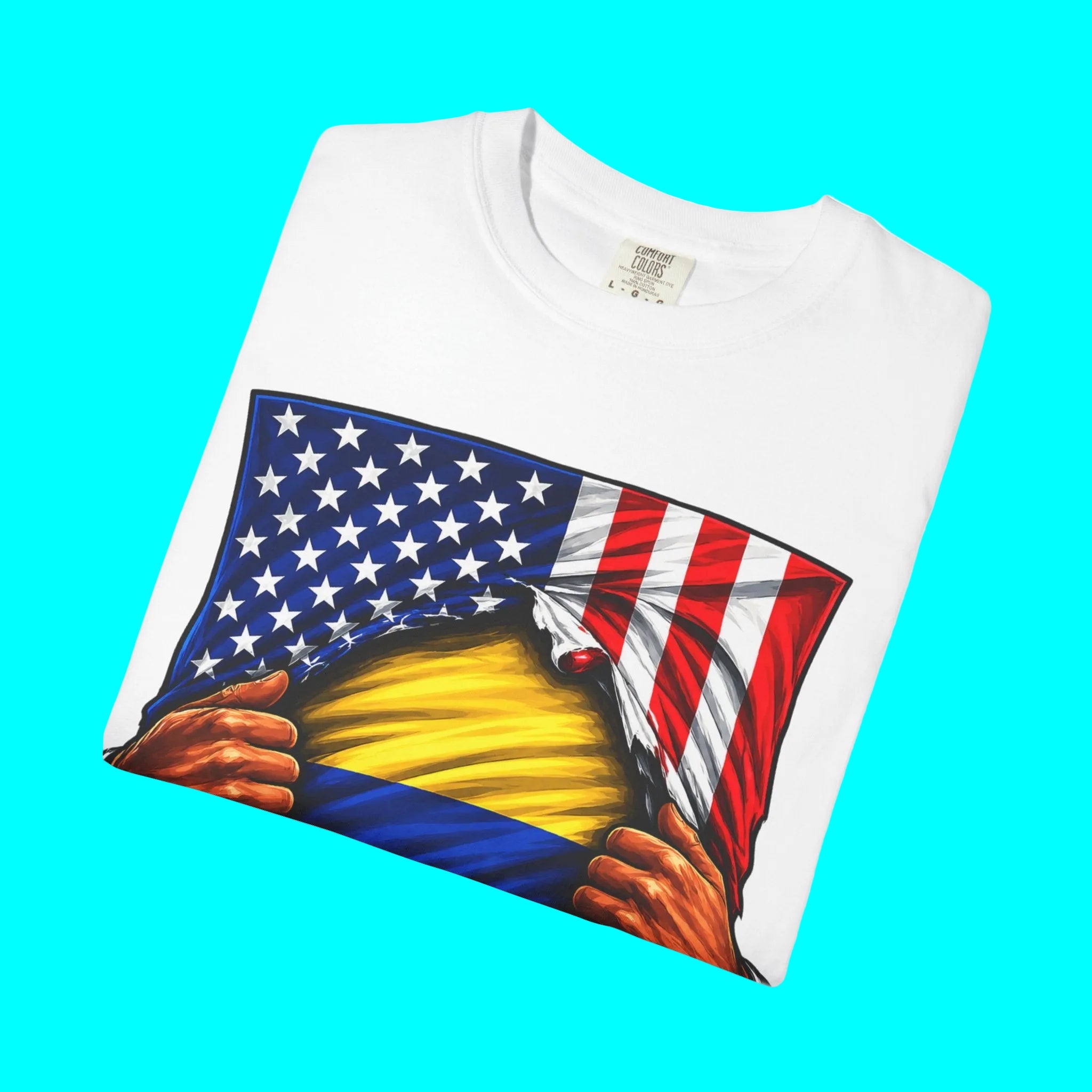 Colombia Flag + USA Flag Pride T-shirt | Colombian + American Flag Rip 4th Of July | Funny Viral Latino Tees | Unisex - 4 Colors