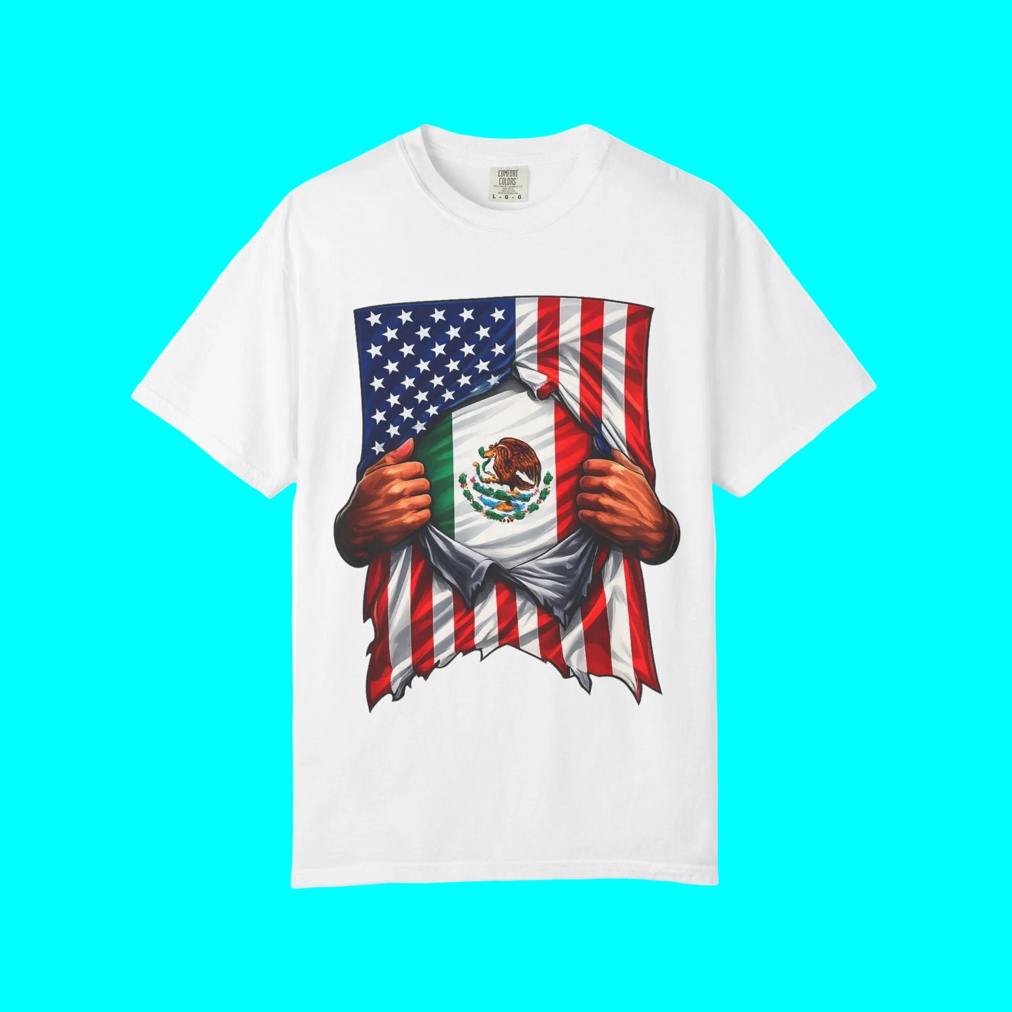 Mexico Flag + USA Flag Pride T-shirt | Mexican + American Flag Rip 4th Of July | Funny Viral Latino Tees | Unisex - 4 Colors
