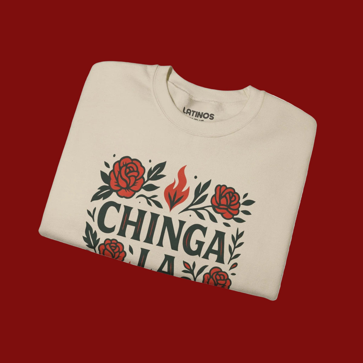 La Resistencia Double Sided Comfy Fleece-Lined Crewneck Sweatshirt | Chinga La Migra Protest Immigration Abolish Ice Justice | Latino Pride