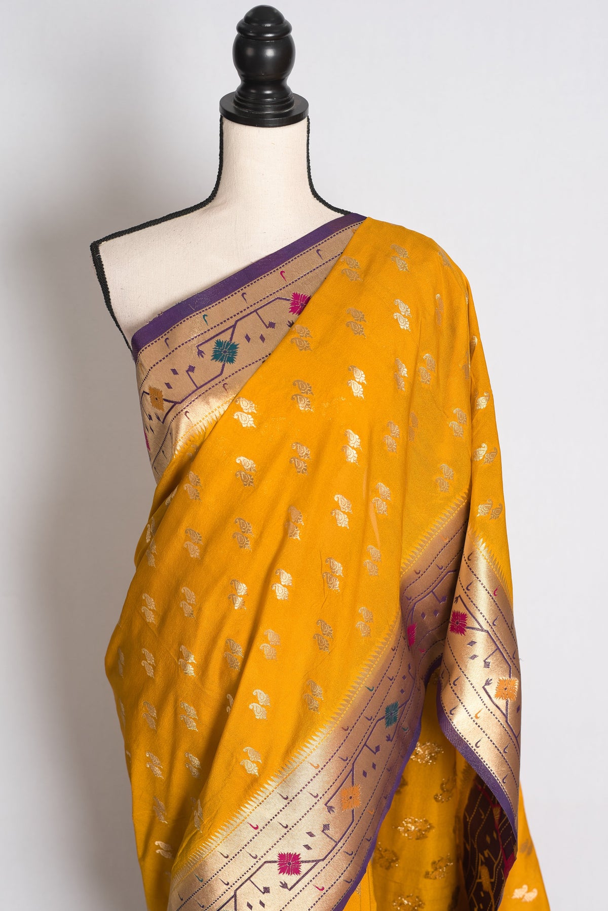 Diya: Yellow and Purple Paithani Semi Silk Saree