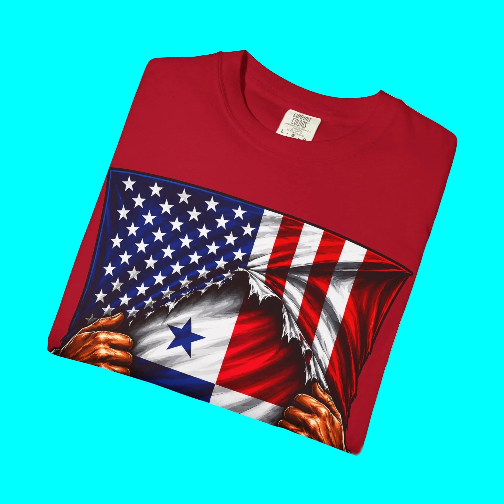 Panama Flag + USA Flag Pride T-shirt | Panamanian + American Flag Rip 4th Of July | Funny Viral Latino Tees | Unisex - 4 Colors