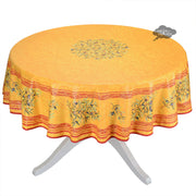 70" Round Clos des Oliviers Yellow French Tablecloths by Label France