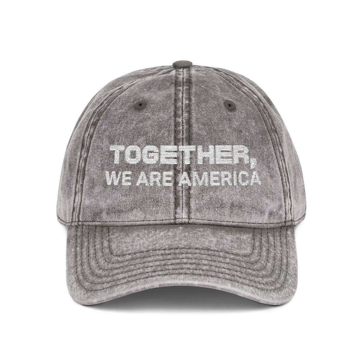 Together, We Are America Vintage Distressed 100% cotton twill Embroidered Dad Hat Cap | North, South, Central Unity | Adjustable Strap