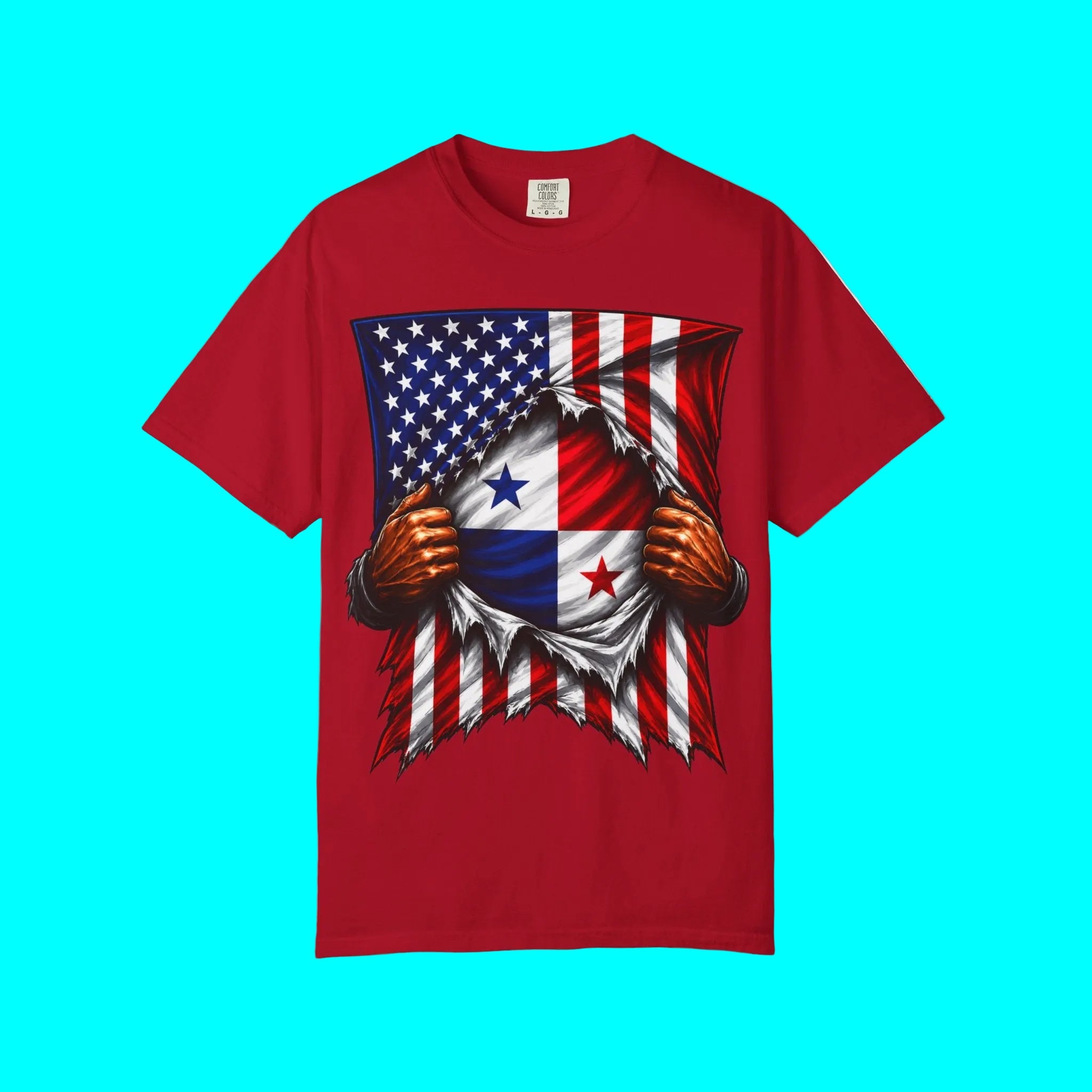 Panama Flag + USA Flag Pride T-shirt | Panamanian + American Flag Rip 4th Of July | Funny Viral Latino Tees | Unisex - 4 Colors