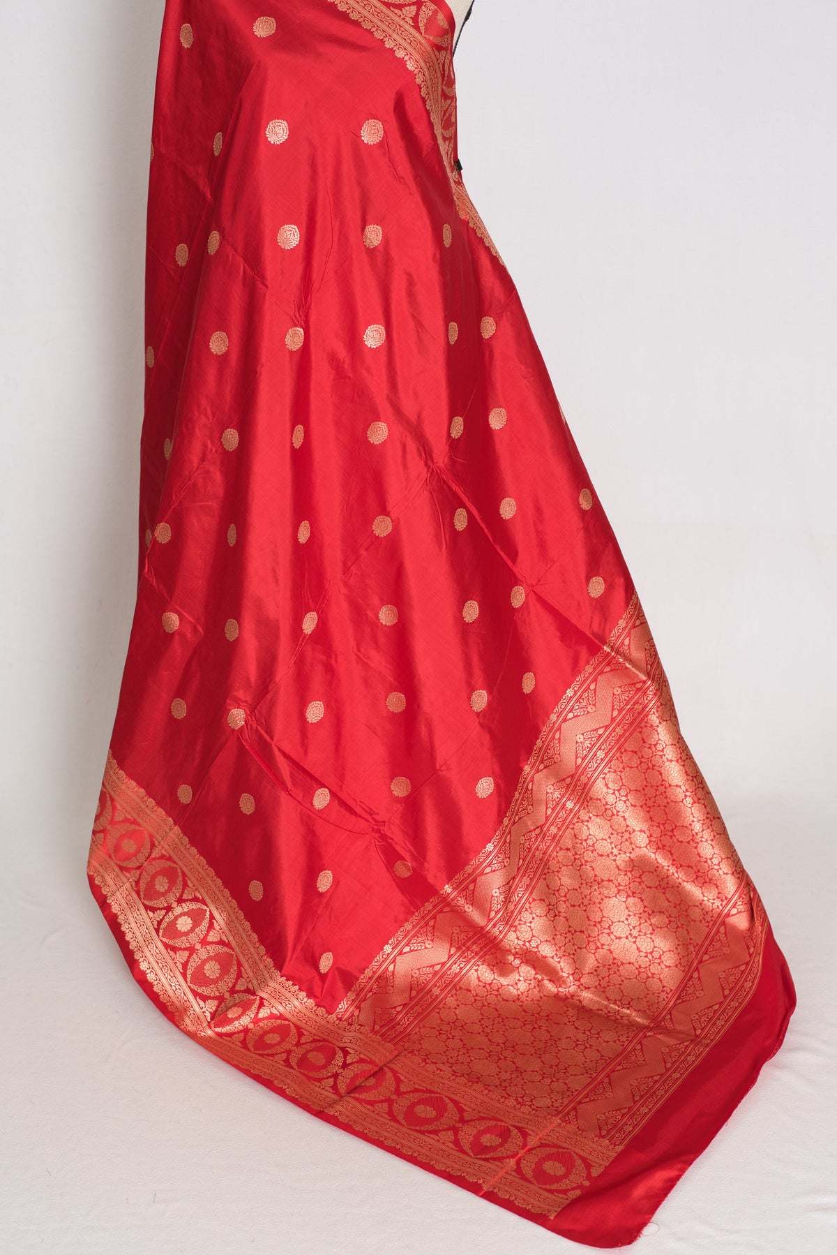 Radha : Red and Gold Handwoven Pure Silk Bridal Banarasi Saree | Silk Mark