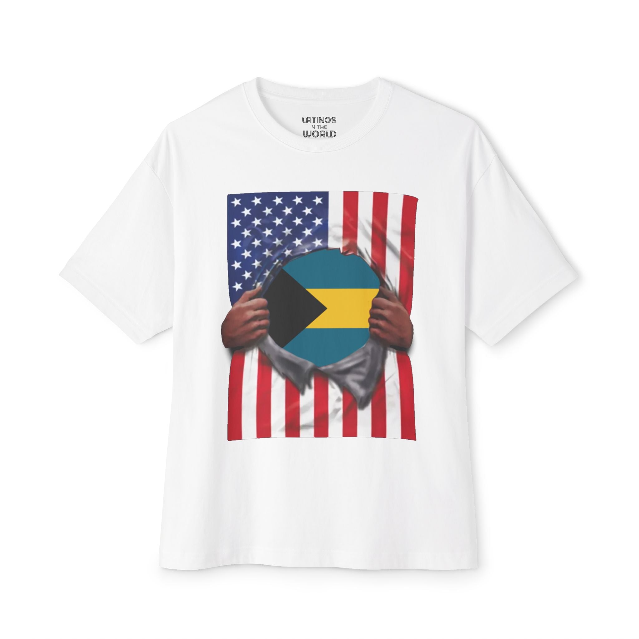 Bahamas + USA Flag T-shirt | Bahamian + American Flag Rip 4th Of July | Funny Latino Tees | 4 Colors