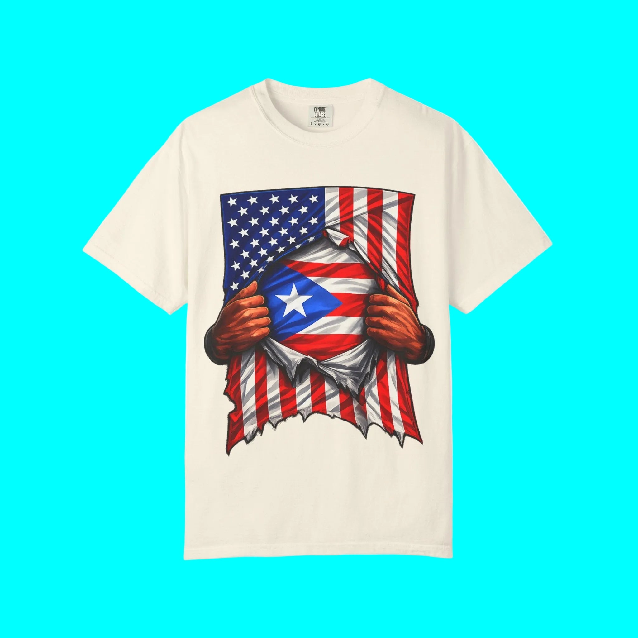Puerto Rico Flag + USA Flag Pride T-shirt | Puerto Rican + American Pride 4th Of July | Funny Viral Latino Tees | Unisex - 4 Colors