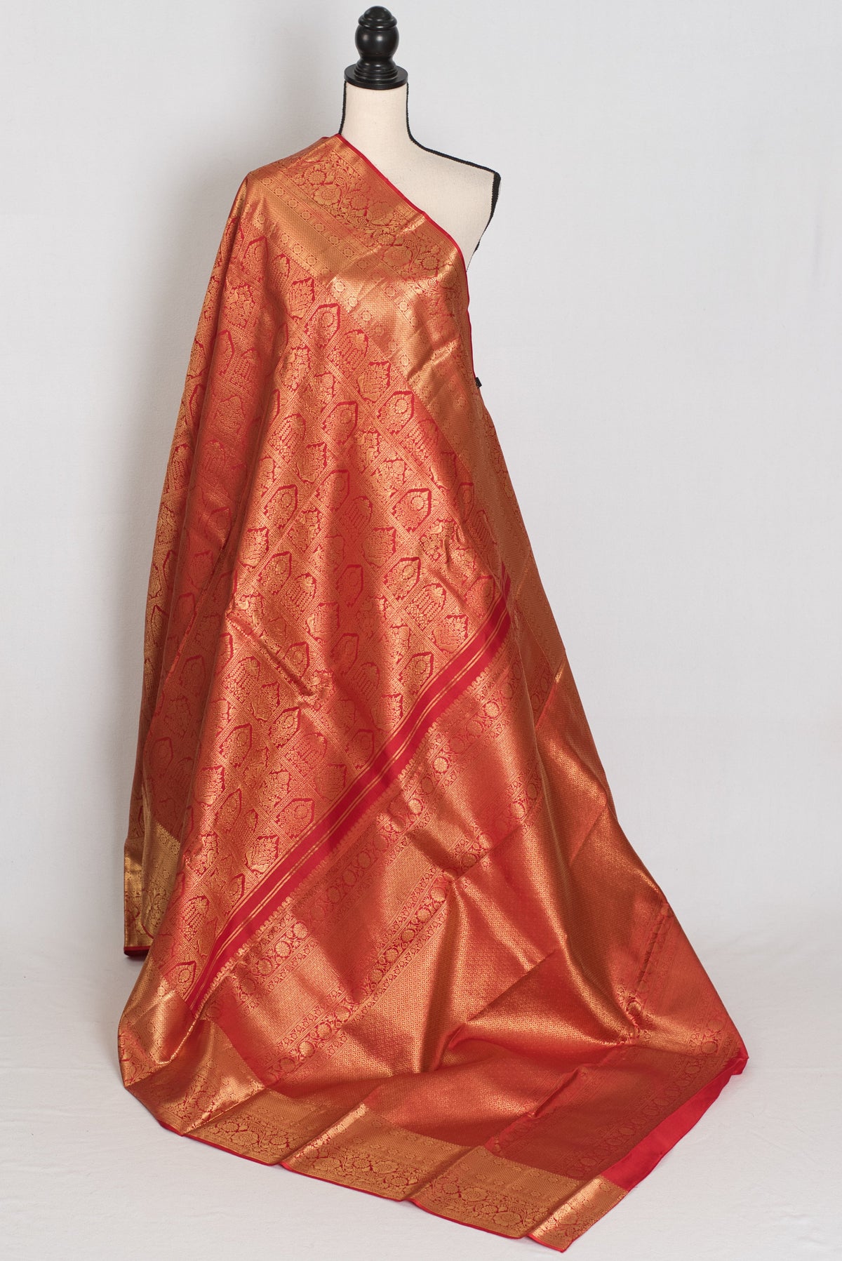 Hema : Red & Gold Bridal Kanjivaram Brocade Silk Saree (Silk Mark Certified)