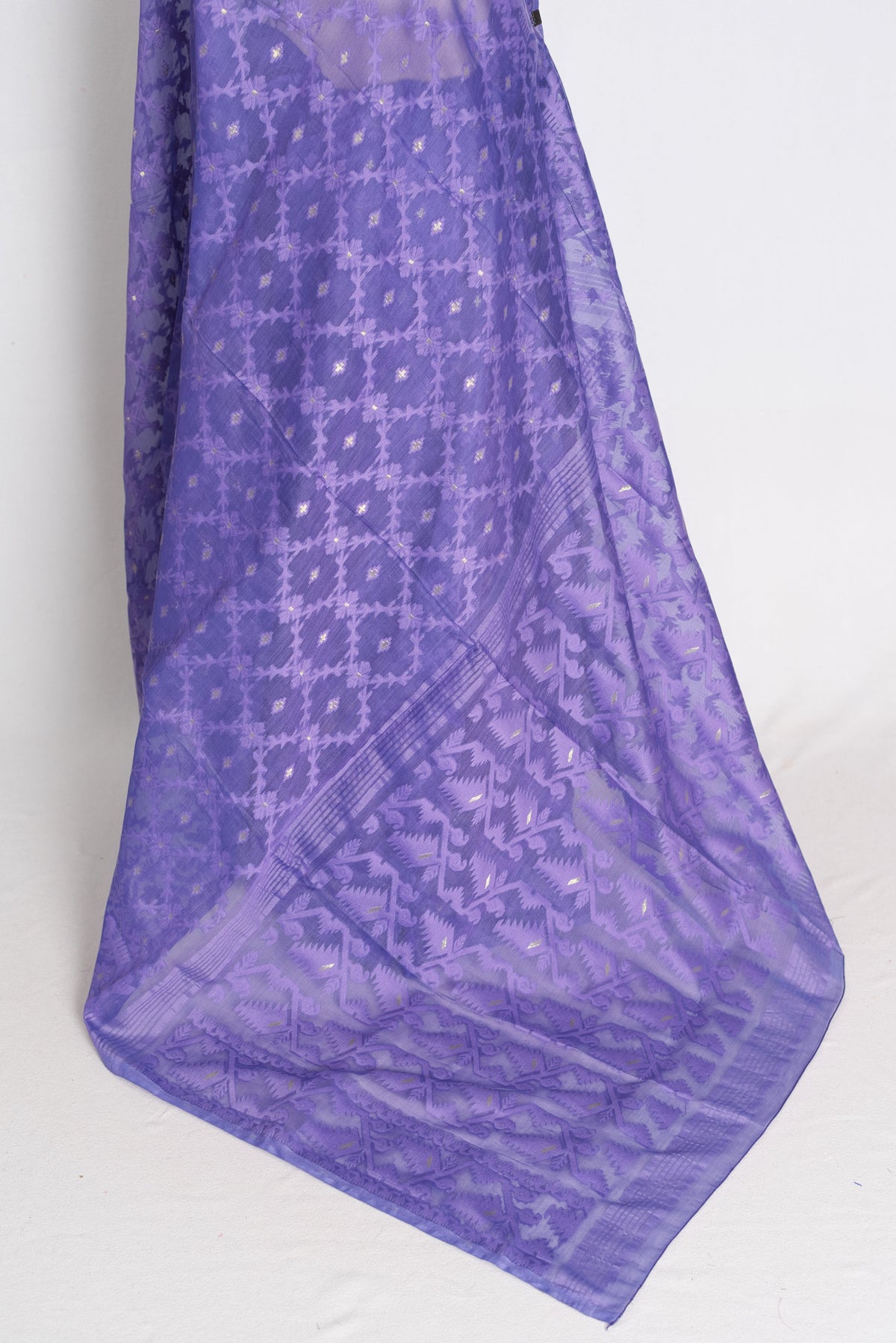 Peu : Iris Purple Soft Blended Cotton Jamdani Saree