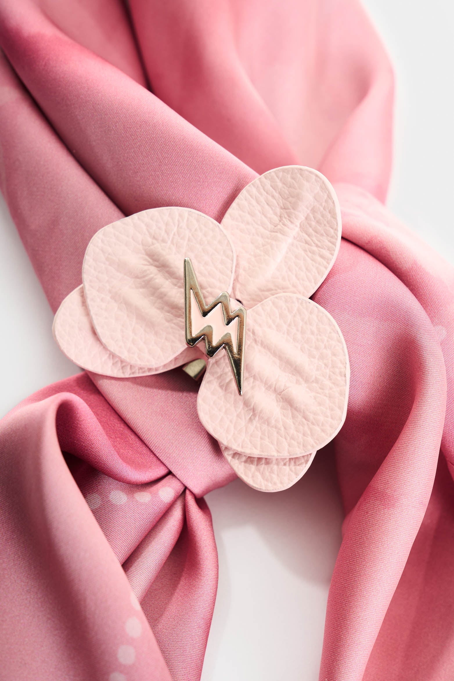 Large leather orchid brooch for women