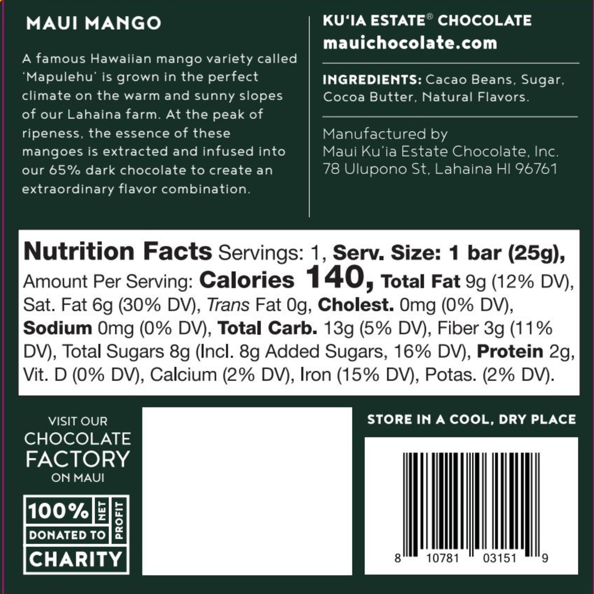 Mango Dark Chocolate Bar