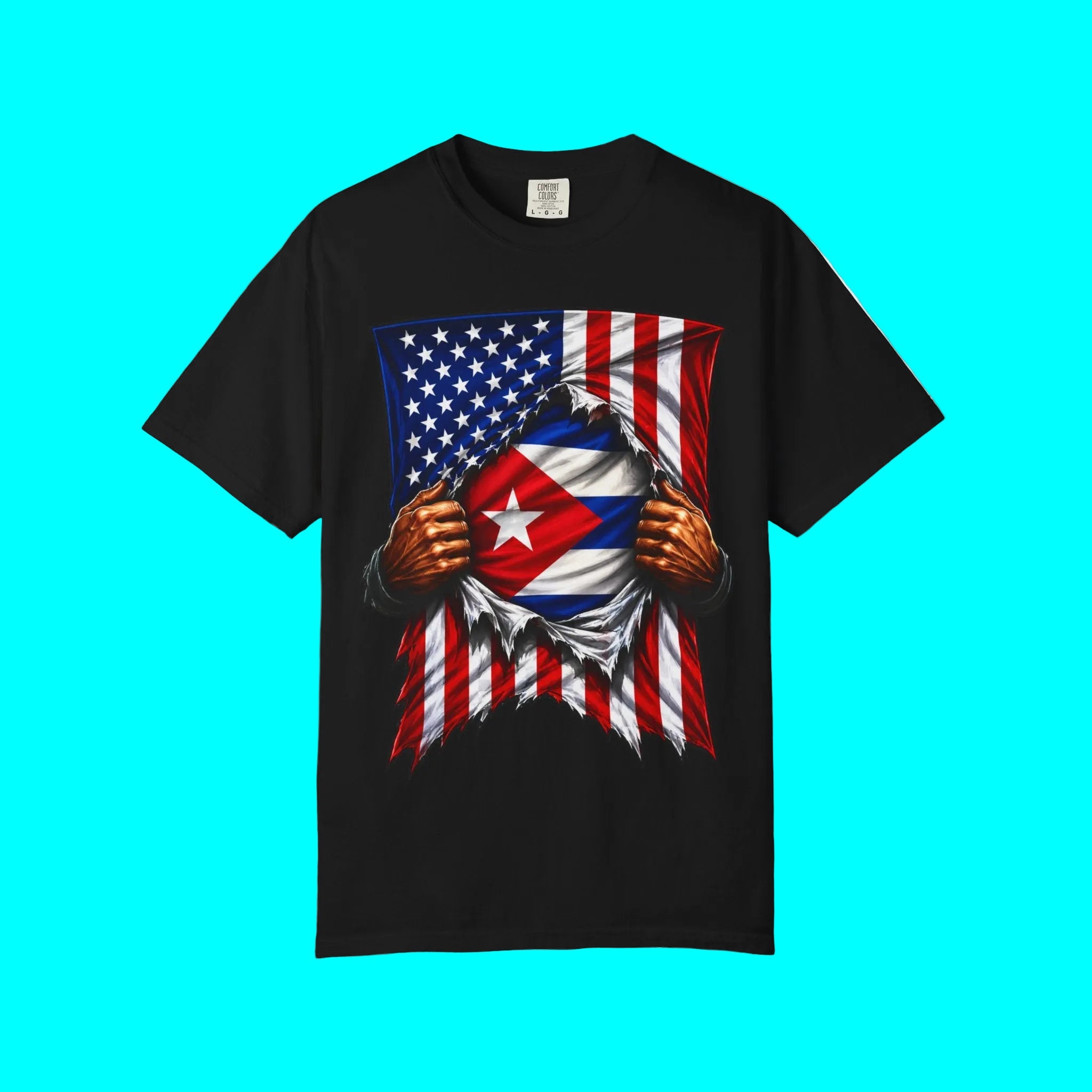 Cuba Flag + USA Flag Pride T-shirt | Cuban + American Pride 4th Of July | Funny Viral Latino Tees | Unisex - 4 Colors