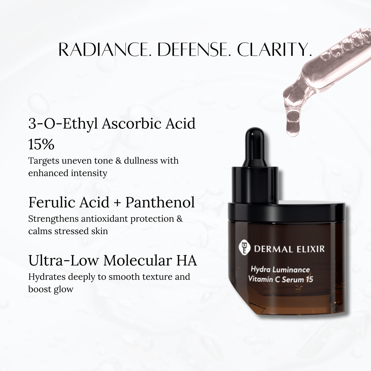 Dermal Elixir Hydra Luminance Vitamin C Serum 15 with Ferulic