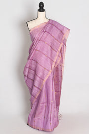 Sangya Lavender Pure Matka Tissue Bengali Handwoven Saree with Woven Gini Sequin