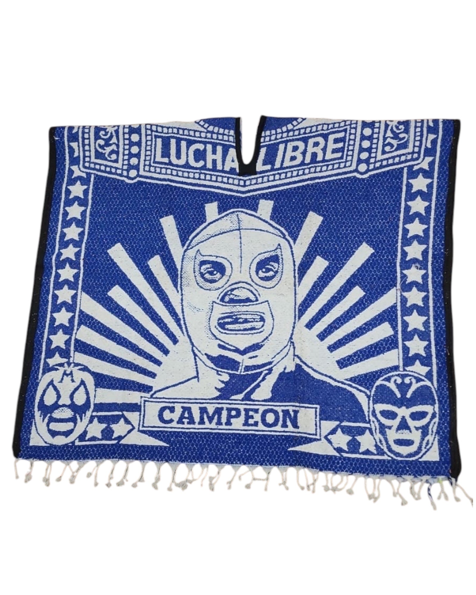 Mexican Poncho El Santo Unisex Blue