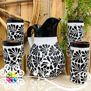 Engobe with Black Espiga Pato Pitcher Set - 4 Cups