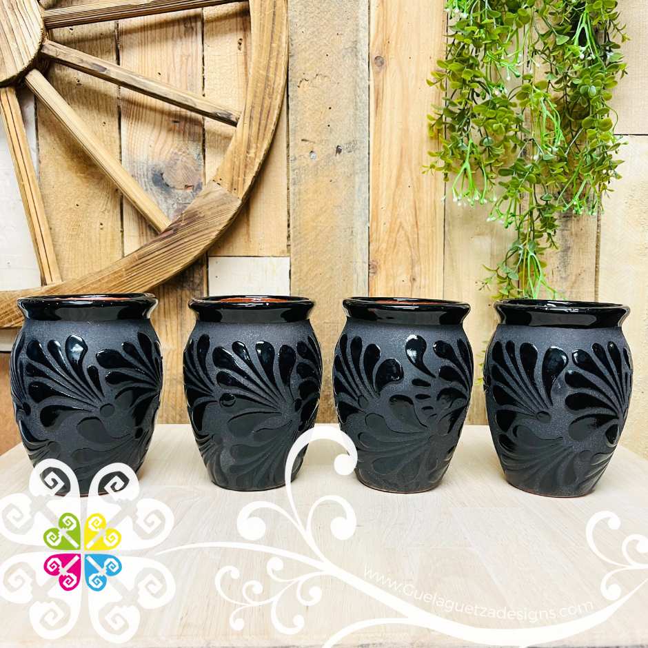 Set of Black Espiga Plumeado Cantarito Cup - Set Clay Cantarito