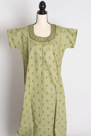 Printed Green Pure Cotton Nightwear in Regular Size