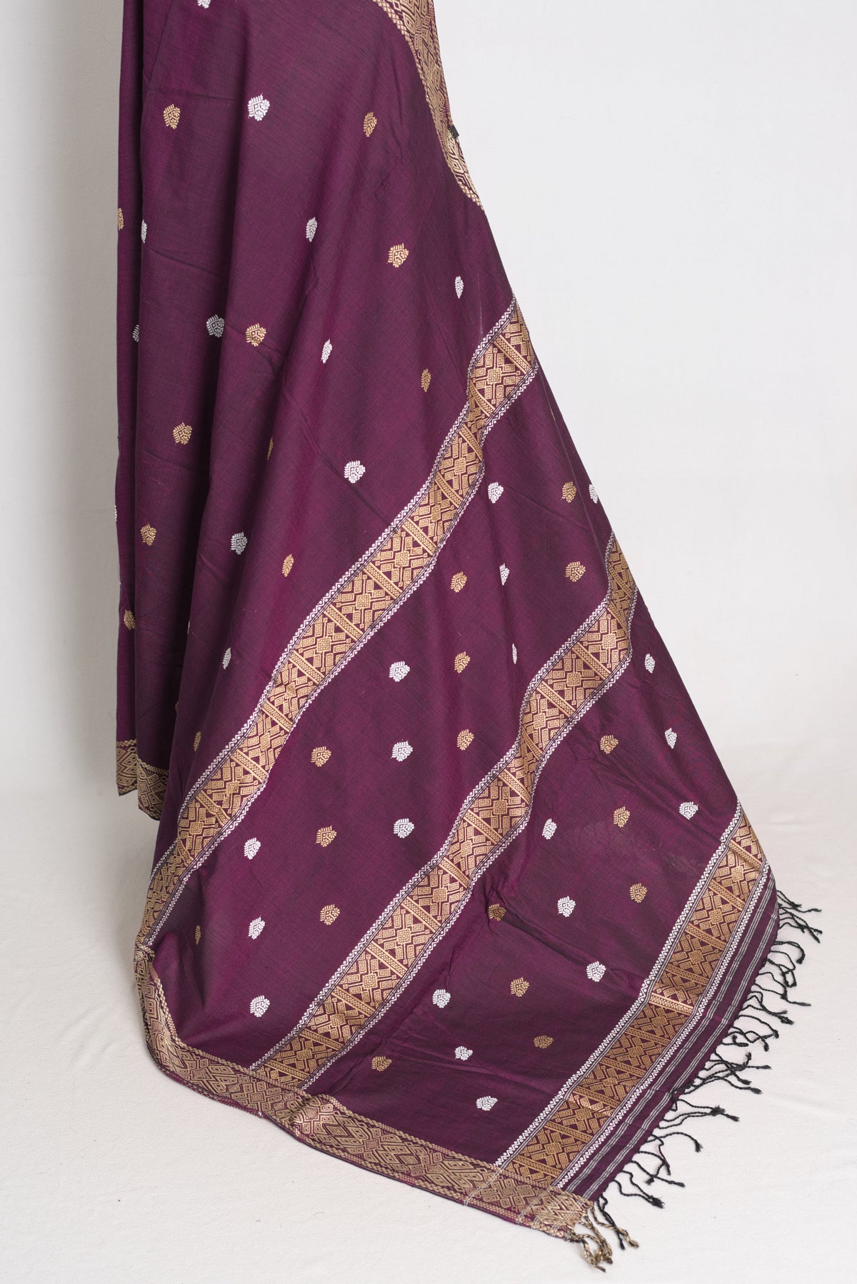 Diya : Deep Purple Pure Cotton Assamese Handloom Saree