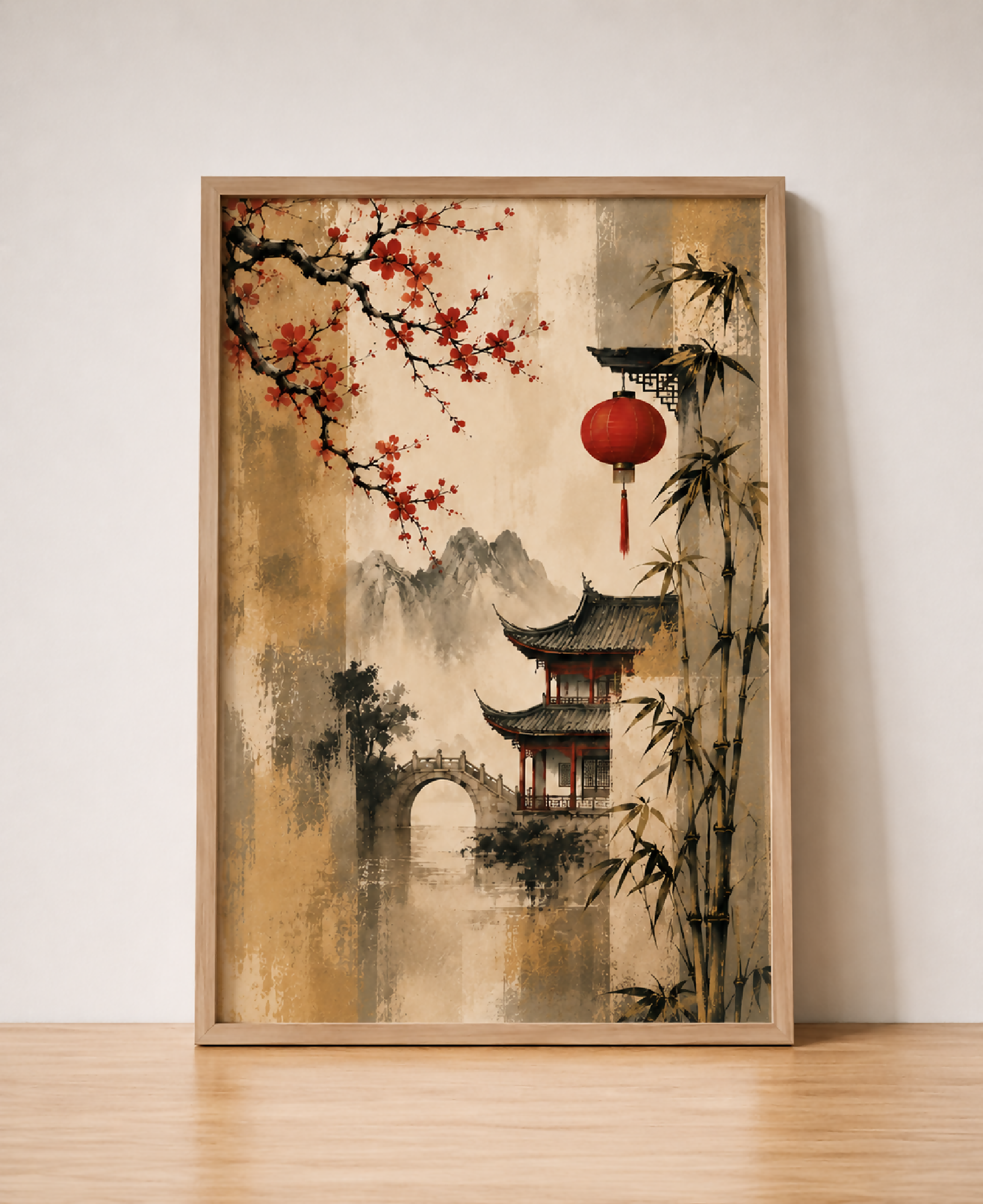 Serene Chinese Lakeside Printable Wall Art