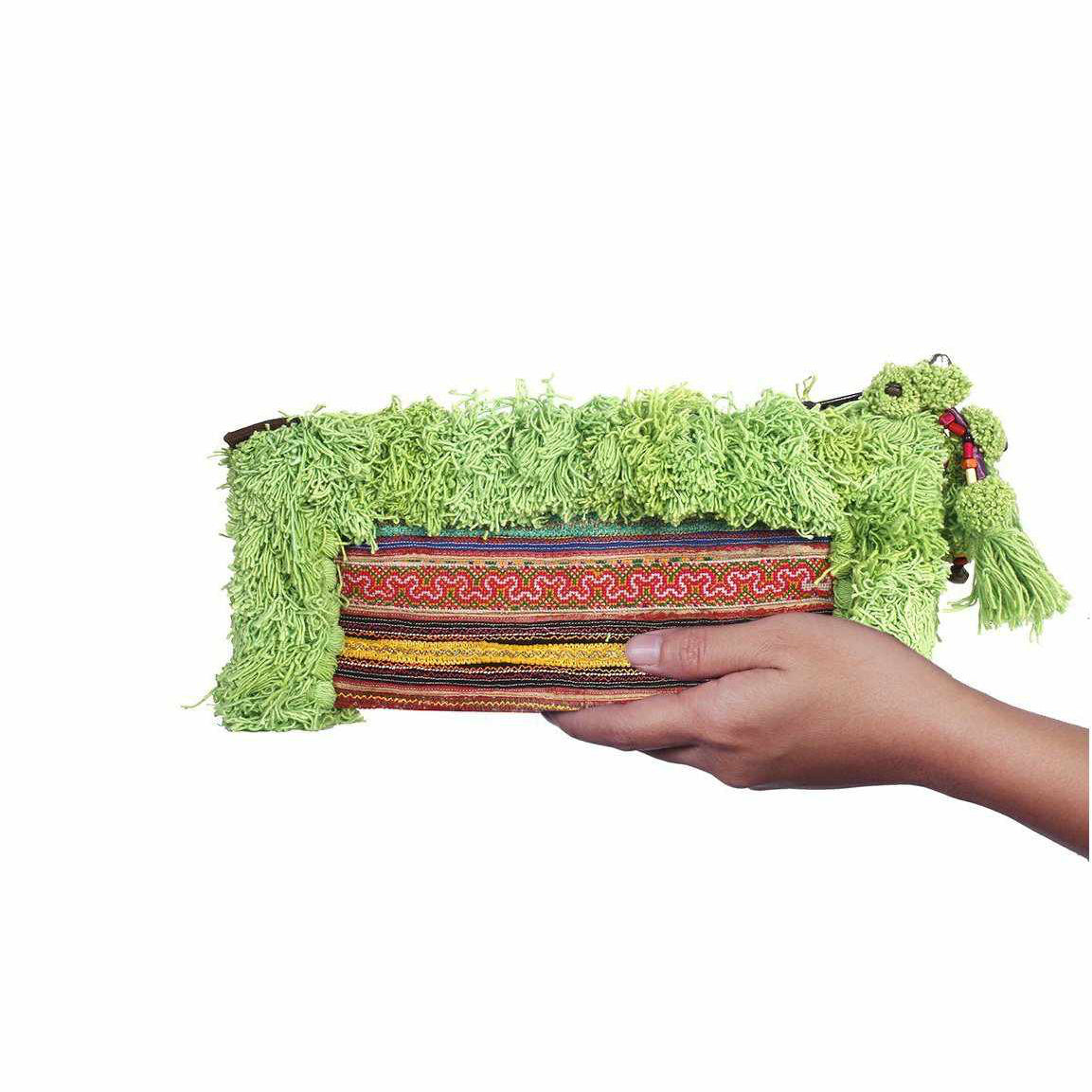 Hmong Textile Upcycled Jacket Sleeve Clutch Bag- Thailand