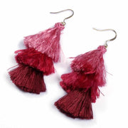 Nora Triple Tassel Silk Boho Lightweight Earrings - Thailand
