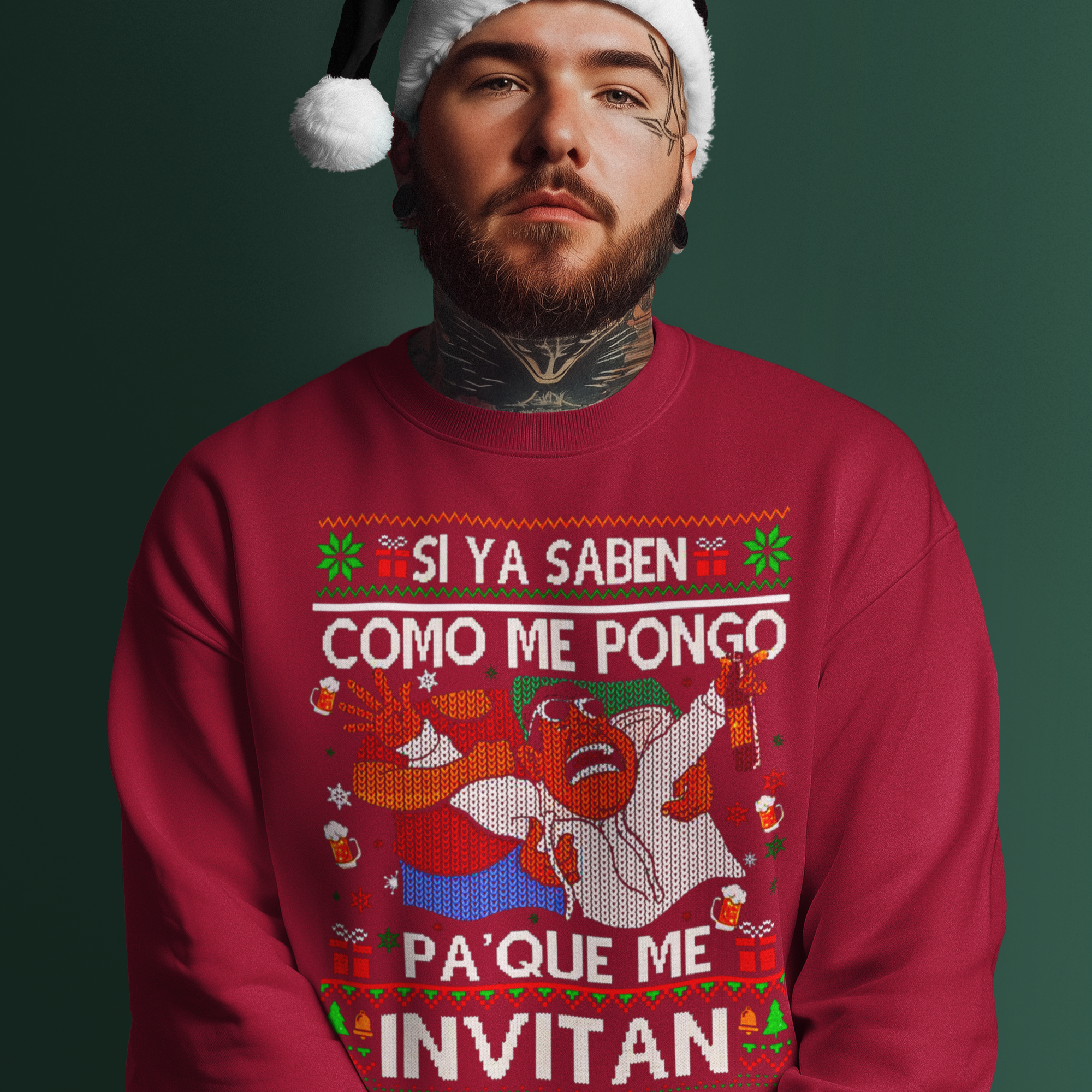 Si Ya Saben Como Me Pongo Pa Que Me Invitan Ugly Christmas Sweater | Crewneck Comfy Sweatshirt | Funny Latino Christmas Xmas | 4 Colors