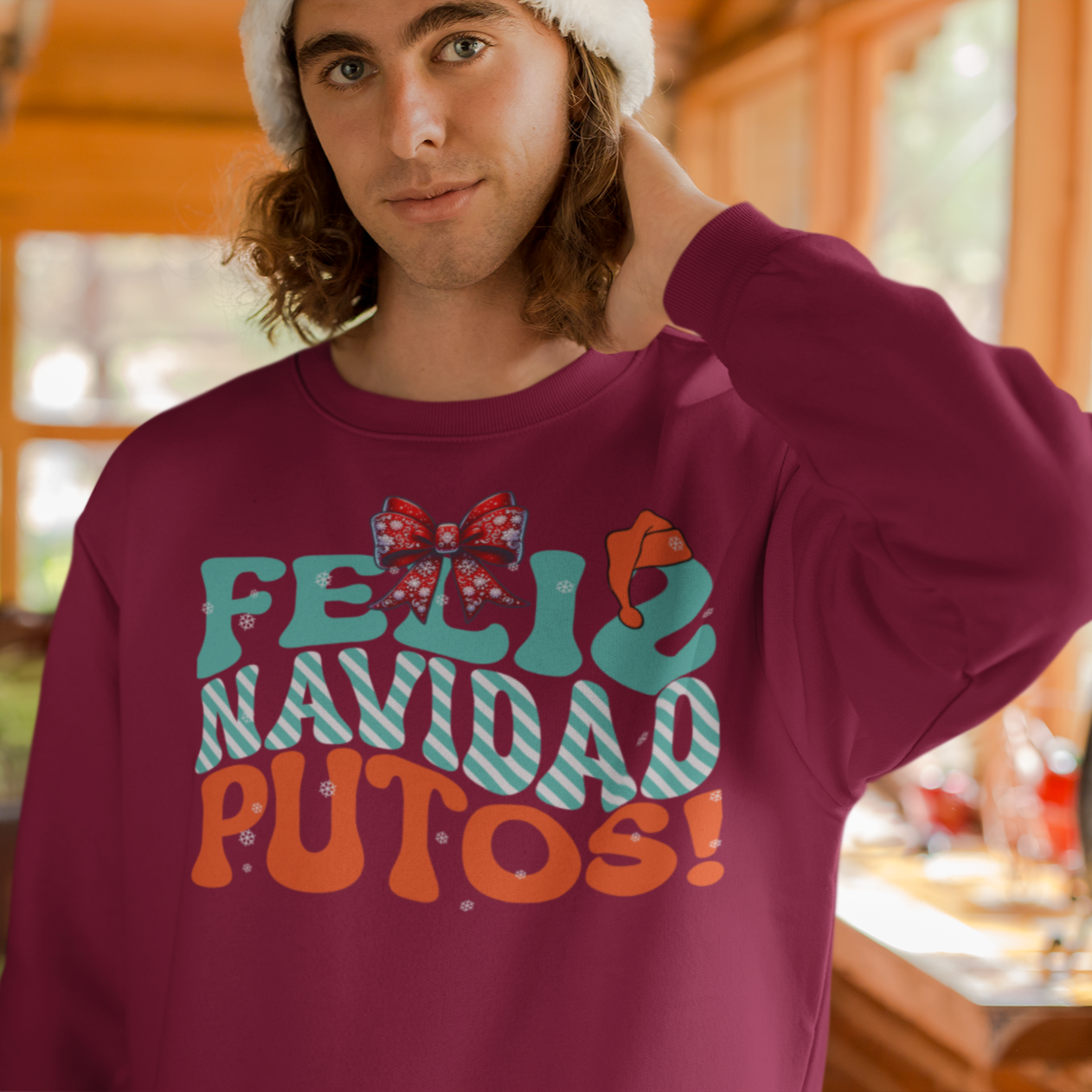 Feliz Navidad Putos! Christmas Comfy Crewneck Sweater | Latino Holiday 3 Colors