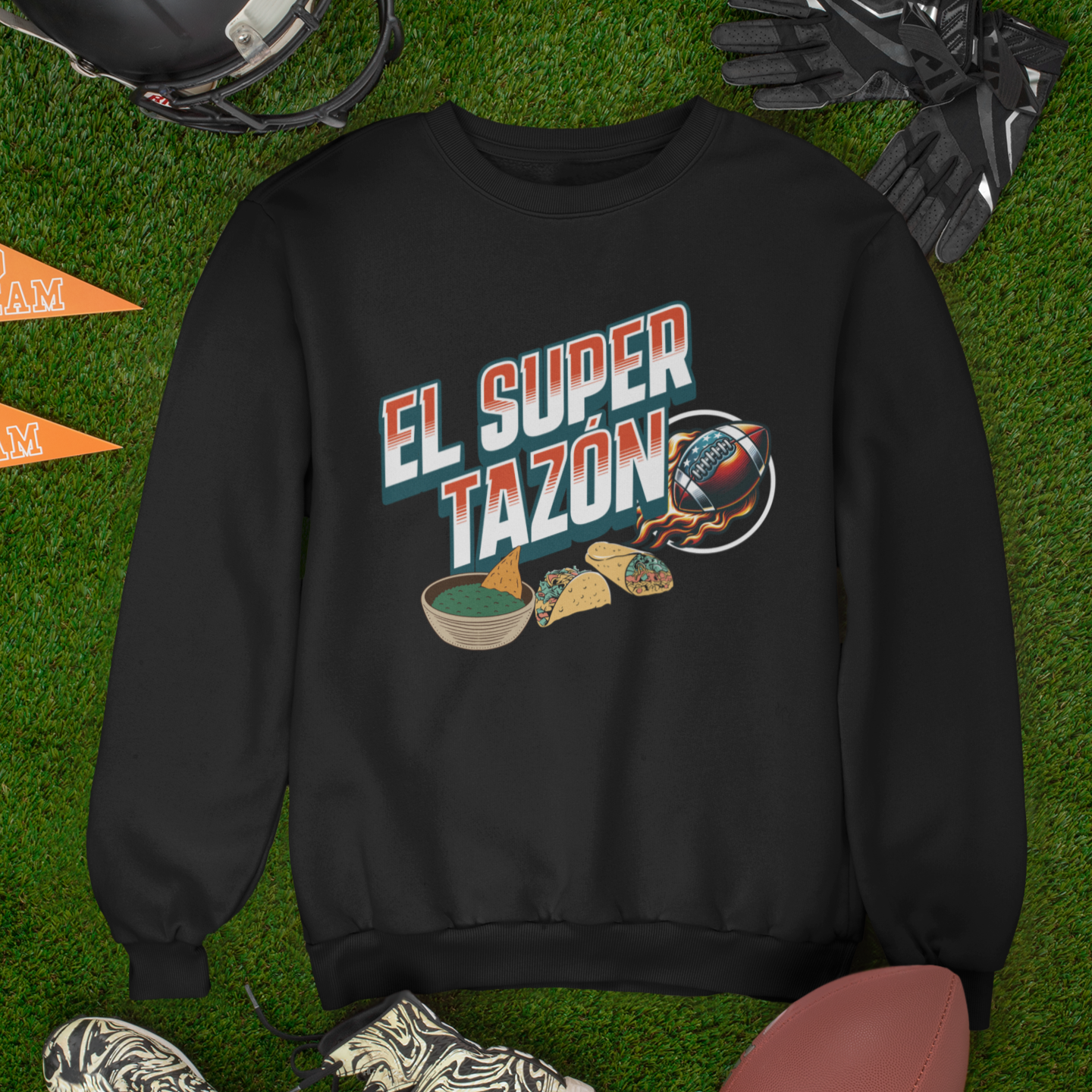El Super Tazón Football Fleece Lined Crewneck | Viral Funny Latino Sports | 3 Colors