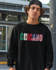 CHICANO Mexico and USA Flag Fleece-Lined Crewneck Sweater | 4th Of July | Funny Viral Latino