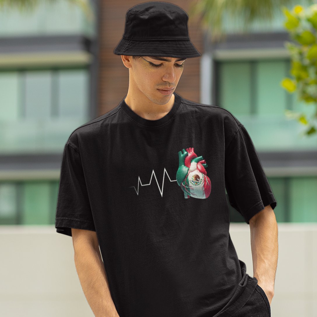 MEXICO Always In My Heart T-shirt | Mexican Heartbeat Corazon | Latino Pride Funny Viral Tees