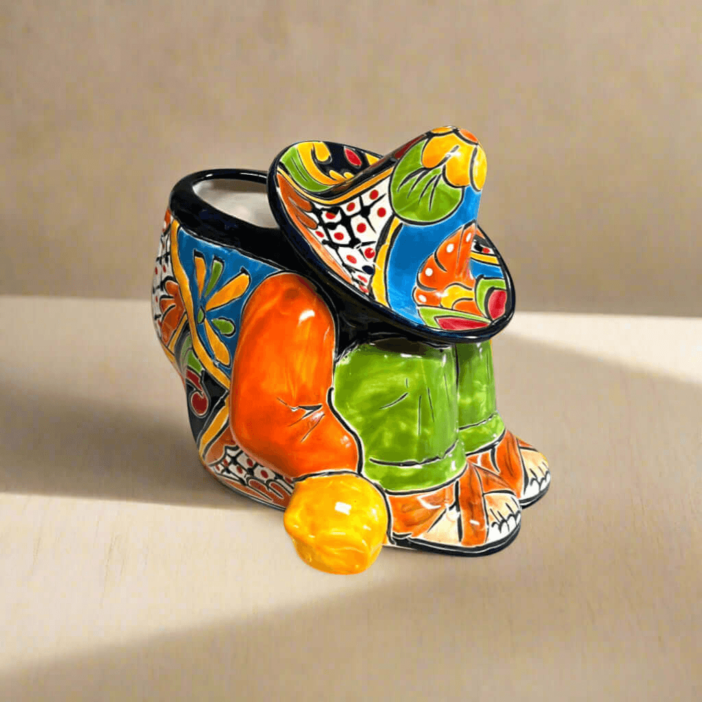 Colorful Talavera Panchito Planter | Mexican Sleeping Man Pottery